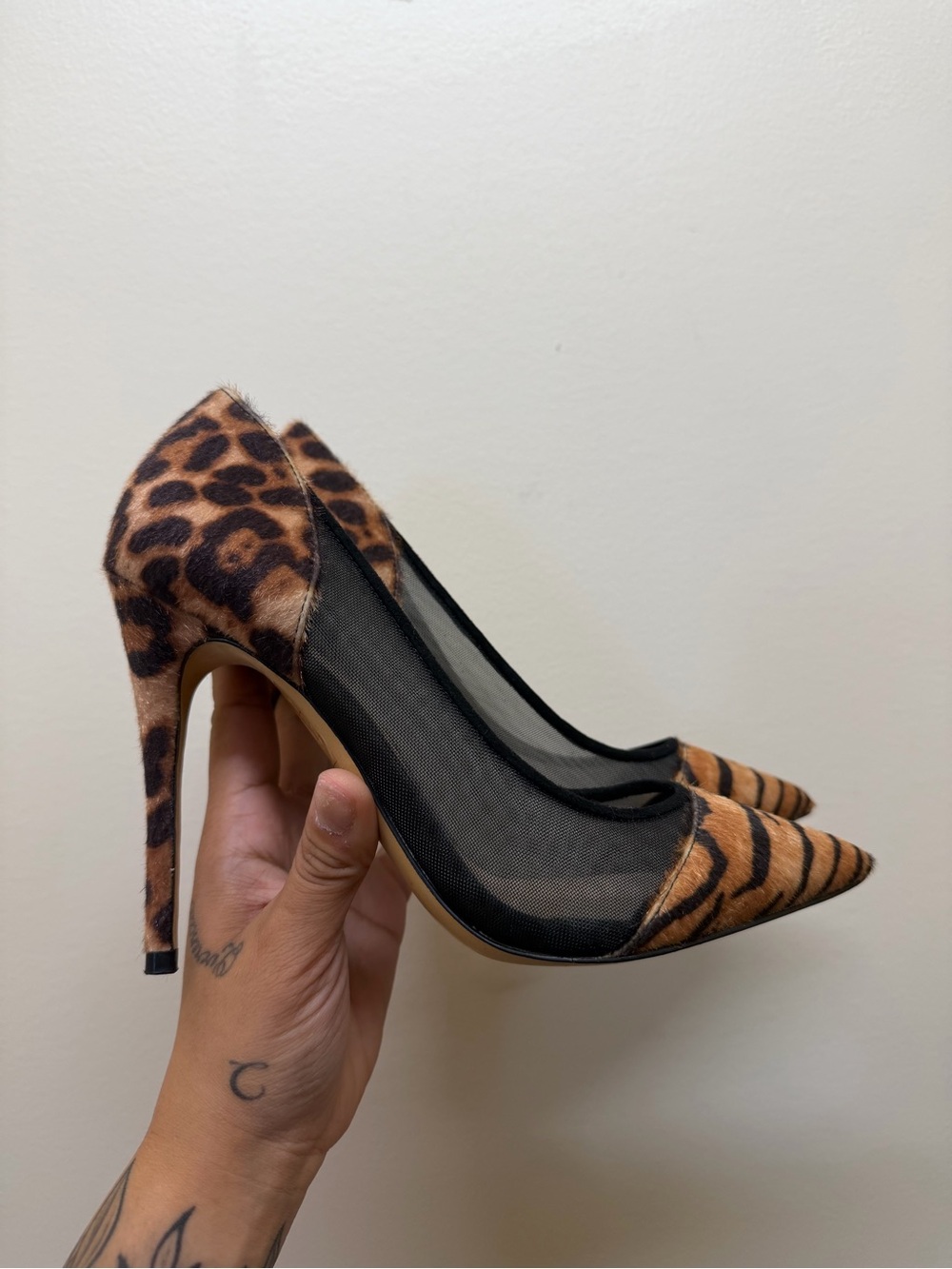 Aldo Leopard & Tiger Print Pointed Toe Mesh Pumps - Women